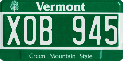 VT license plate XOB945
