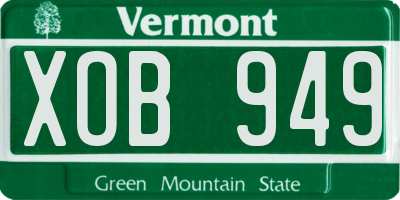 VT license plate XOB949