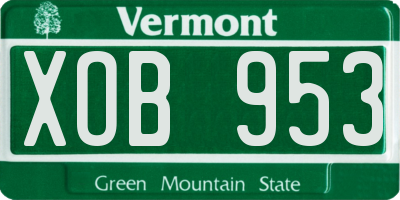 VT license plate XOB953