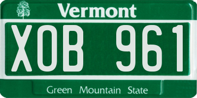 VT license plate XOB961