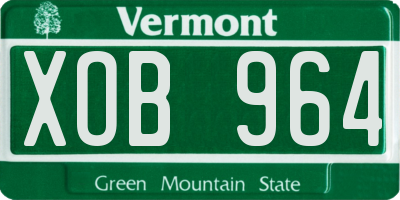 VT license plate XOB964