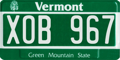 VT license plate XOB967