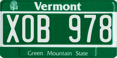 VT license plate XOB978