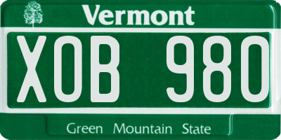 VT license plate XOB980