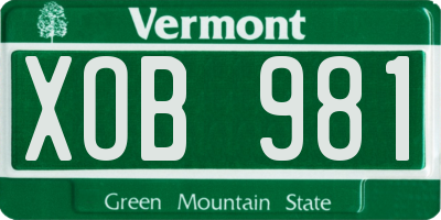VT license plate XOB981