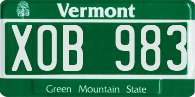 VT license plate XOB983