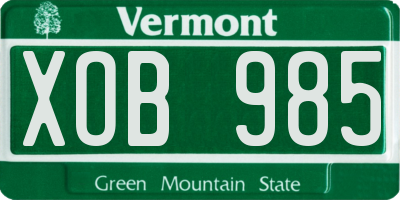 VT license plate XOB985