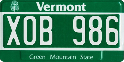 VT license plate XOB986