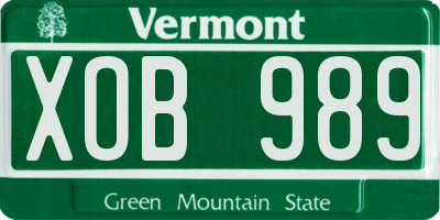 VT license plate XOB989