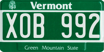 VT license plate XOB992