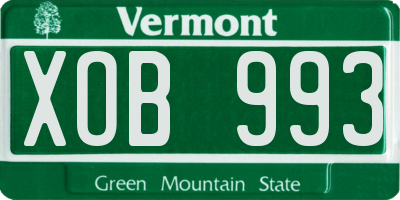 VT license plate XOB993