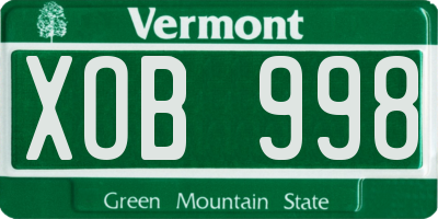 VT license plate XOB998