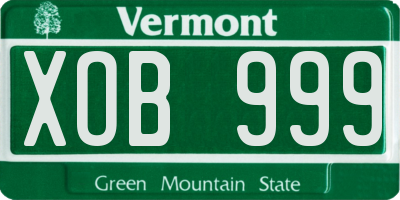 VT license plate XOB999
