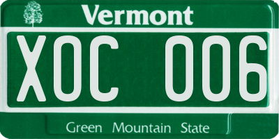 VT license plate XOC006