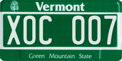 VT license plate XOC007