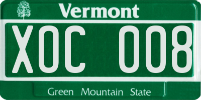 VT license plate XOC008