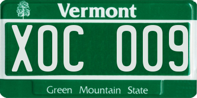 VT license plate XOC009