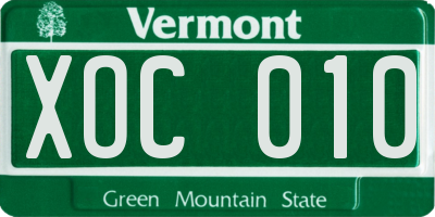 VT license plate XOC010