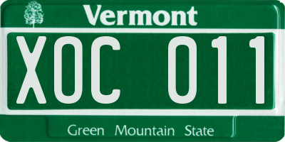 VT license plate XOC011