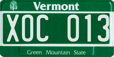 VT license plate XOC013
