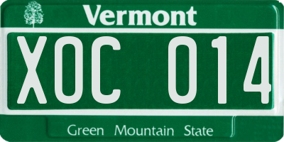 VT license plate XOC014