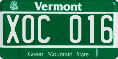 VT license plate XOC016