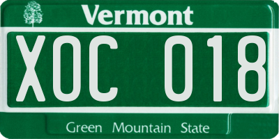 VT license plate XOC018