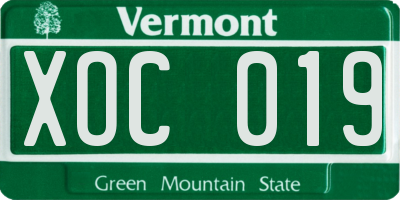VT license plate XOC019