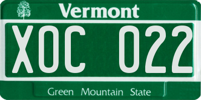 VT license plate XOC022