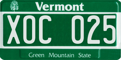 VT license plate XOC025