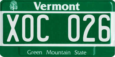VT license plate XOC026