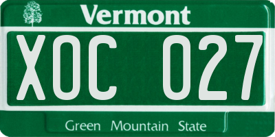 VT license plate XOC027