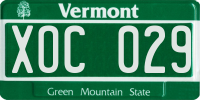 VT license plate XOC029