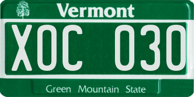 VT license plate XOC030