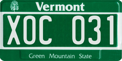 VT license plate XOC031
