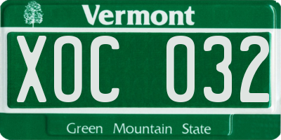 VT license plate XOC032