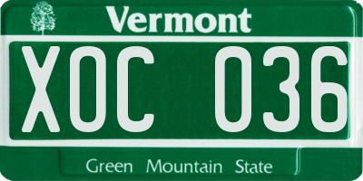 VT license plate XOC036