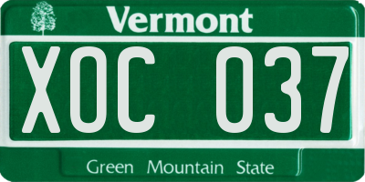 VT license plate XOC037