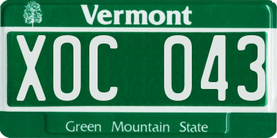 VT license plate XOC043