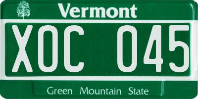 VT license plate XOC045