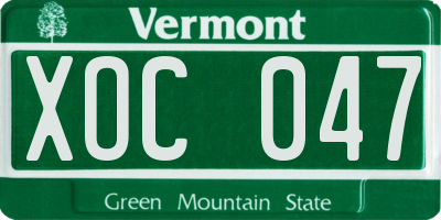 VT license plate XOC047