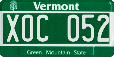 VT license plate XOC052
