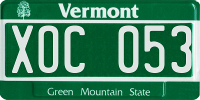 VT license plate XOC053