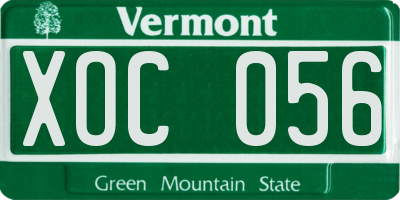 VT license plate XOC056