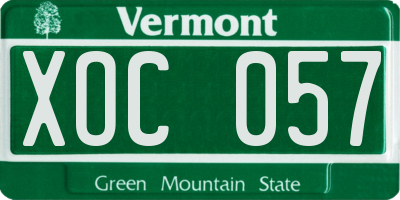 VT license plate XOC057