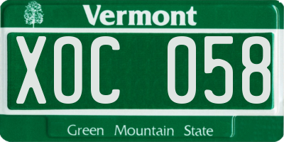 VT license plate XOC058