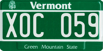 VT license plate XOC059