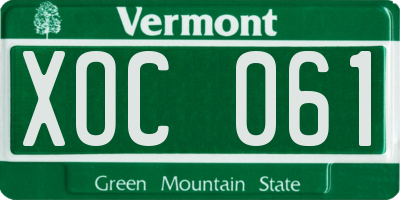 VT license plate XOC061
