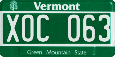 VT license plate XOC063