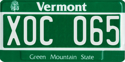 VT license plate XOC065